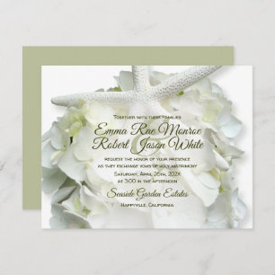 Invitation Jardin balnéaire Poisson blanc Hydrangea Mariage