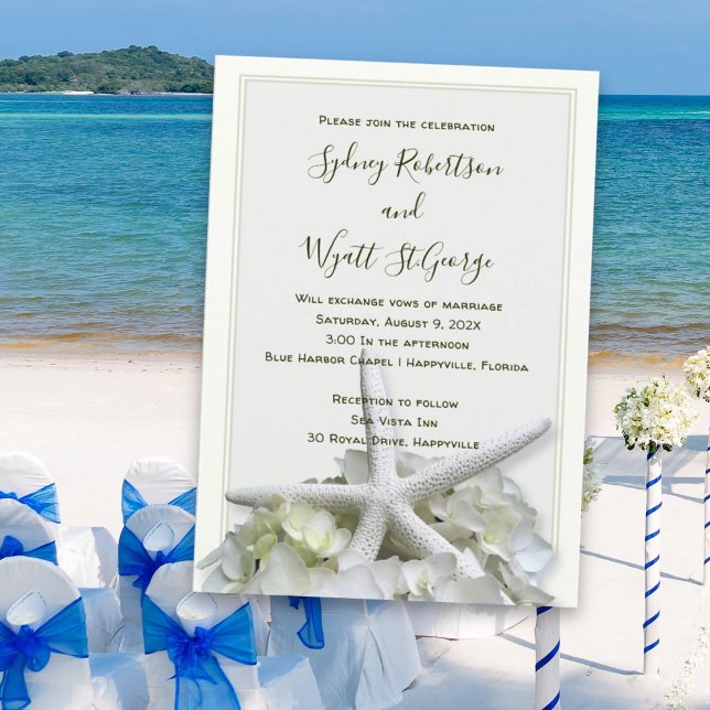 Invitation Jardin balnéaire Starfish Hydrangea Mariage (Créateur téléchargé)