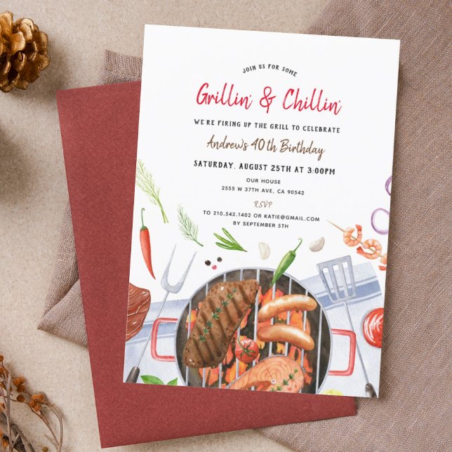 Invitation Jardin barbecue Grill & Chill Anniversaire (Créateur téléchargé)