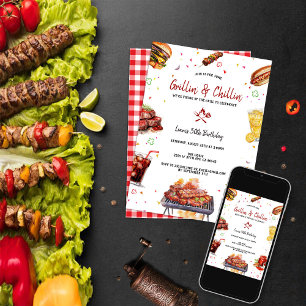 Invitation Jardin barbecue Grill & Chill Anniversaire