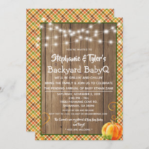 Invitation Jardin BBBQ BBQ Rustic Fall Baby shower