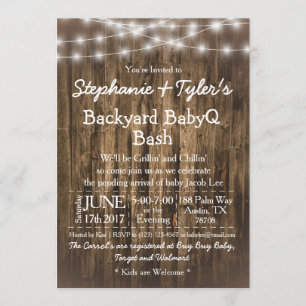Invitation Jardin BBQ  BBQ Bash Baby shower rustique bois