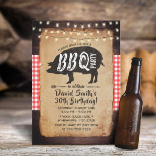Invitation Jardin BBQ fête d'anniversaire Rustique String lum