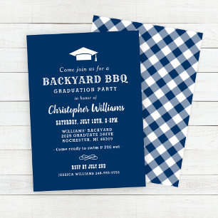 Invitation Jardin BBQ Rustic Navy Blue
