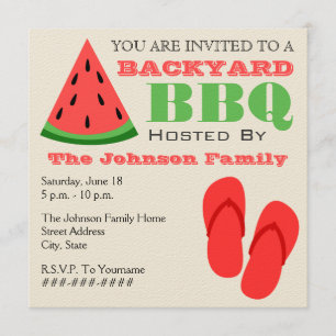 Invitation Jardin BBQ Watermelon & Flip Flops