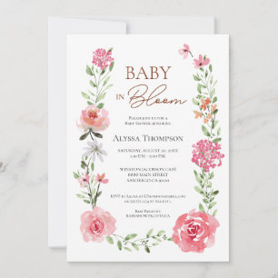 Invitation Jardin bébé dans le Baby shower en fleurs