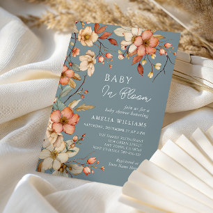 Invitation Jardin Bébé En Fleur Fleurale Baby Shower Bleu Pou