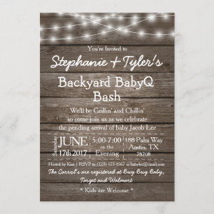 Invitation Jardin BébéQ Bassin Lumière Baby shower rustique e