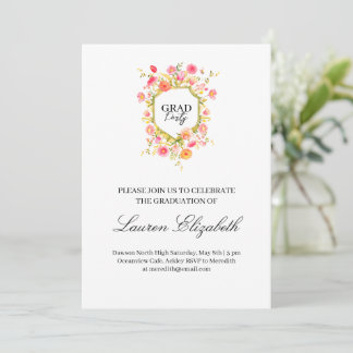 Invitation Jardin bohème fleurs aquarelle remise de diplômes