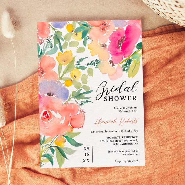 Invitation Jardin boho brillant fleuri nain douche (Bright bold boho garden floral bridal shower invitation)