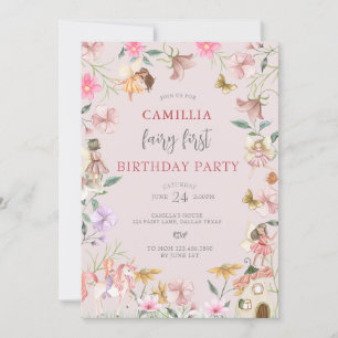 Invitation Jardin Boho Enchanted Fée Premier anniversaire