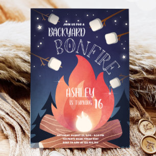 Invitation Jardin Bonfire Camping Glamping Extérieur Annivers