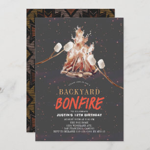 Invitation Jardin Bonfire Camping S'mores BBQ Anniversaire