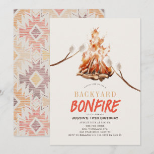 Invitation Jardin Bonfire Camping S'mores BBQ Anniversaire