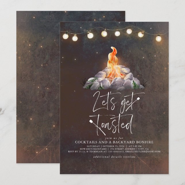 Invitation Jardin Bonfire On se fait griller la fête moderne  (Devant / Derrière)