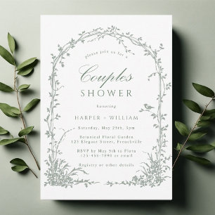 Invitation Jardin Botanique Arc en Vert Sauge Douche de Coupl