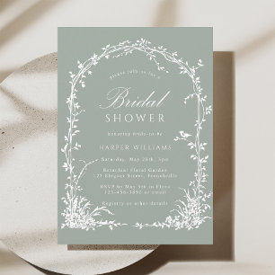 Invitation Jardin Botanique Arche Mariage Champêtre Vert Saug