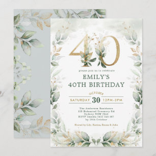 Invitation Jardin botanique chic Gold Jardin 40e anniversaire