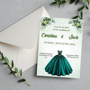 Invitation Jardin botanique Design Emerald Ballgown Mariage