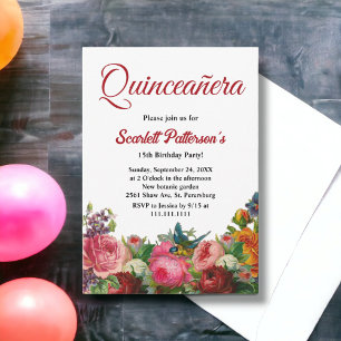 Invitation Jardin botanique Élégant Quinceanera Floral été
