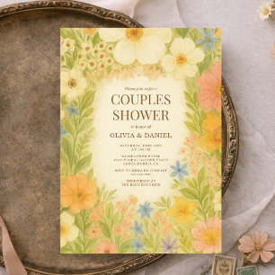 Invitation Jardin Botanique Fête de Bébé pour Couples Floral