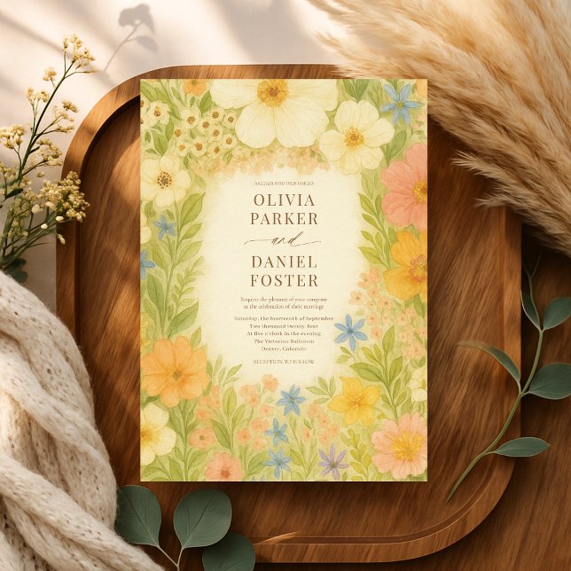 Invitation Jardin Botanique Fleur de Mariage Sauvage (Créateur téléchargé)