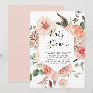 Invitation Jardin botanique Floral Hexagon Baby shower