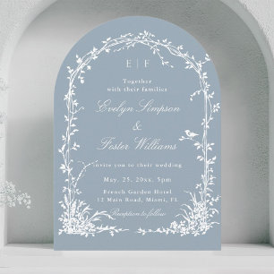 Invitation Jardin Botanique Mariage Romantique Arche Bleu Pou
