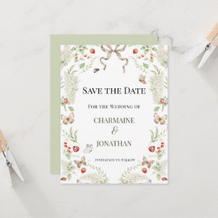 Invitation Jardin Botanique Romantique Enregistrez la Date  