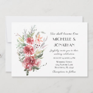 Invitation Jardin botanique rose pâle Mariage chrétien