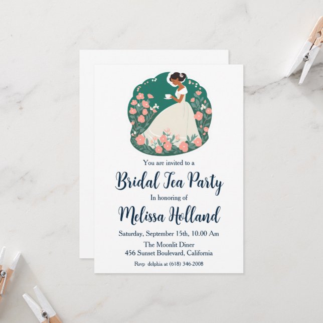 Invitation jardin botanique thé fête nuptiale douche (Devant/Arrière en situation)