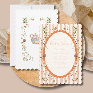Invitation Jardin bouillonnant Tea Party Baby shower de couro