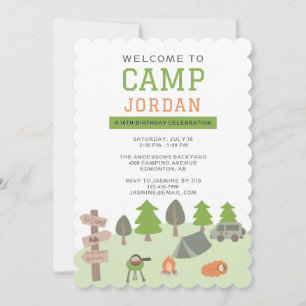 Invitation Jardin Camping Anniversaire Fête Smores Extérieur