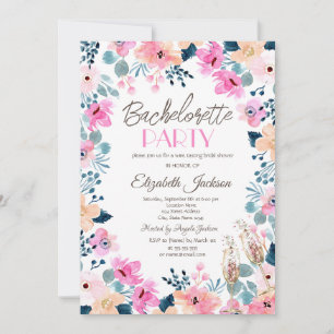 Invitation Jardin Chic Fleurs Roses Enterrement de Vie de Jeu