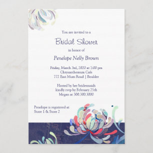 Invitation Jardin Chrysanthème Marine Fête des mariées