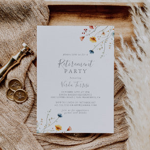 Invitation Jardin Coloré Fête de Retraite aux Fleurs Sauvages