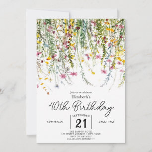 Invitation Jardin coloré Fleurs sauvages 40e anniversaire