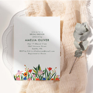 Invitation Jardin Coloré Floral Printemps Réception de Mariag