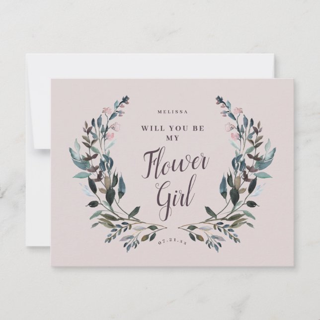 Invitation Jardin Crest Floral Mauve Purple Flower Girl (Devant)