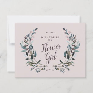 Invitation Jardin Crest Floral Mauve Purple Flower Girl