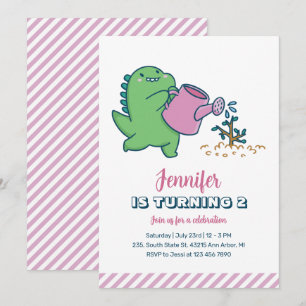 Invitation Jardin Cute Dino Enfants Dinosaur Anniversaire