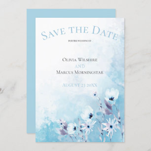 Invitation Jardin d'anémone bleu pâle Enregistrer la date