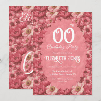 Invitation Jardin d'anémones Cadeau d'anniversaire adulte pou