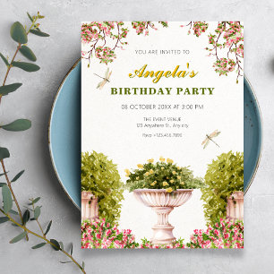 Invitation Jardin d'anniversaire aquarelle