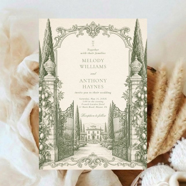Invitation Jardin d'aquarelle verte art Porte Mariage (Créateur téléchargé)