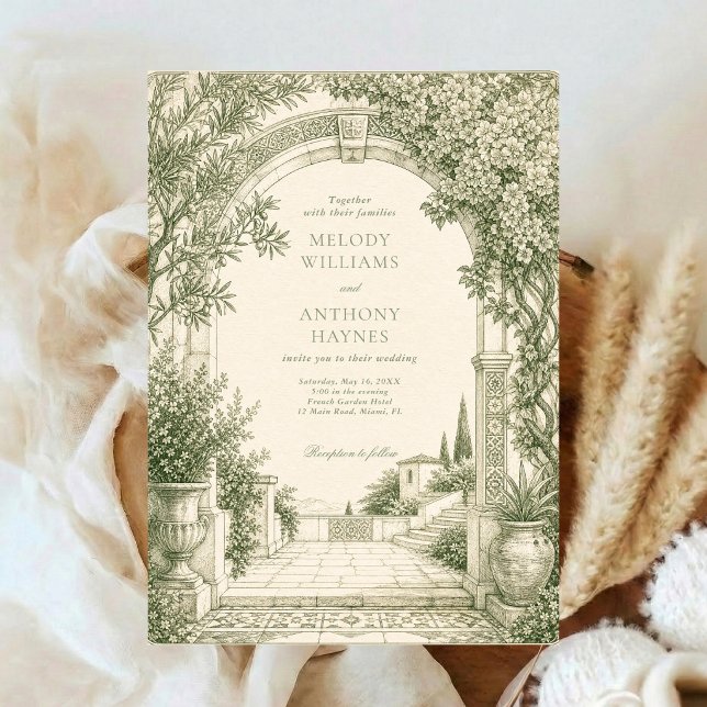 Invitation Jardin d'aquarelle verte art Porte Mariage (Créateur téléchargé)