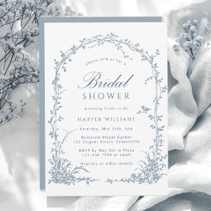 Invitation Jardin d'arche botanique bleu poussiéreux pour la