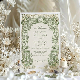 Invitation Jardin d'art à l'aquarelle verte Porte de mariage