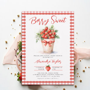Invitation Jardin d'art aux baies sucrées Baby Shower Gingham