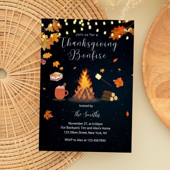 Invitation Jardin d'automne Bonfire Thanksgiving (Thanksgiving Invite, Digital Invitation, Thanksgiving Invitation, Thanksgiving Invite Digital, Happy)